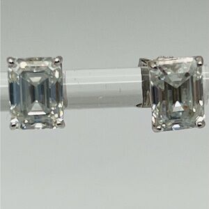 3ctw Moissanite S925 stud earrings, rectangular Emerald-cut, VVSI, Brand new!